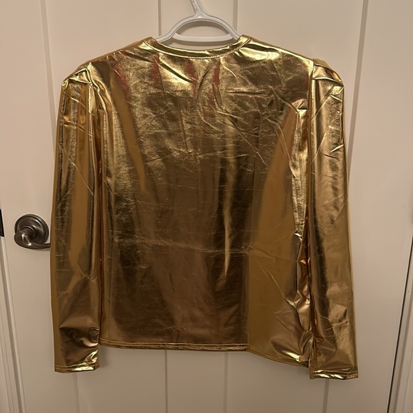 Fabulous gold metallic puff sleeve top, size S - Picture 5 of 5